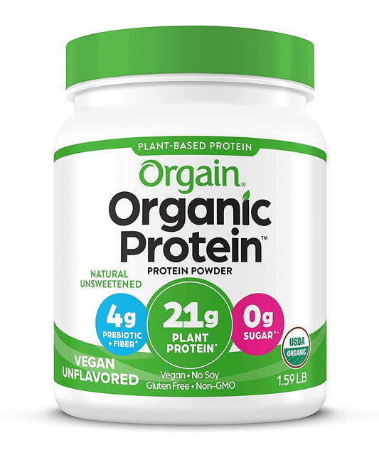 Orgain Organic Vegan Protein – Unflavored, No Sugar, Gluten-Free, 1.59 lb