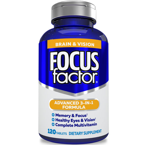 Focus Factor Brain & Vision Supplement – Memory + Eye Health – 120 Ct