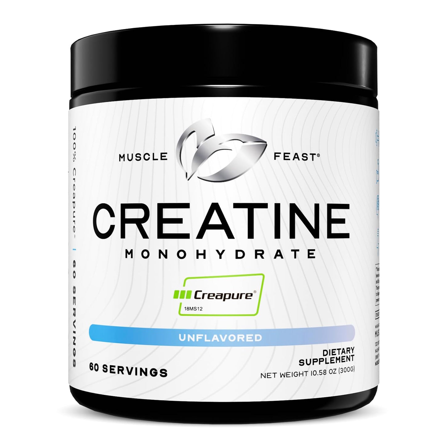 Muscle Feast Creapure Creatine Monohydrate Powder, Vegan Keto Friendly Gluten-Free, Mass Gainer, Muscle Recovery Supplement and Best Creatine for Muscle Growth, Unflavored, 300g