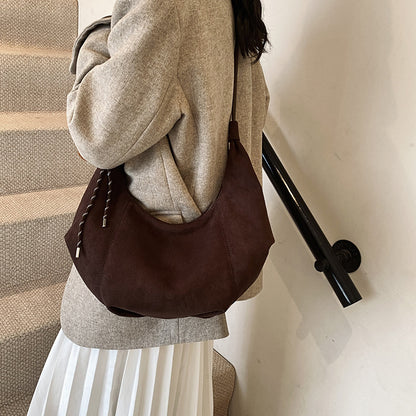 Retro Suede Fleece Large-Capacity Minimalist Underarm Crossbody Bag