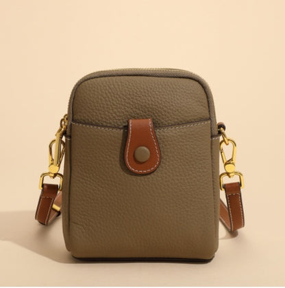 Lychee pattern leather phone crossbody bag for women with small square design