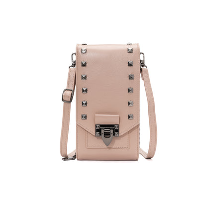 Rivet design shoulder and crossbody phone bag for women with compact vertical shape