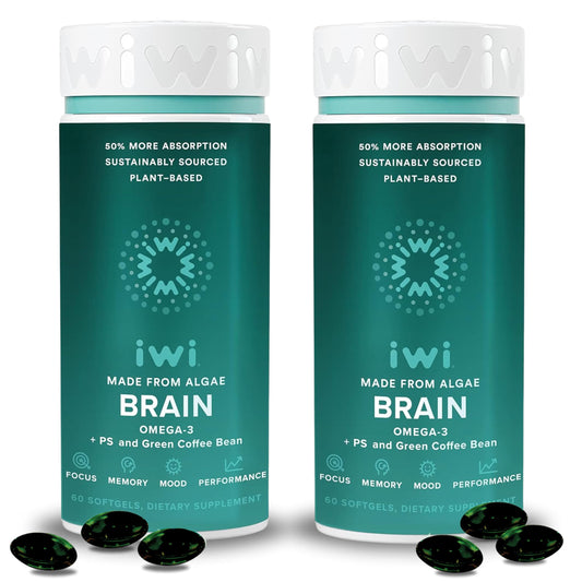iwi life Brain Omega-3 – Vegan Algae DHA & EPA for Focus & Memory Support