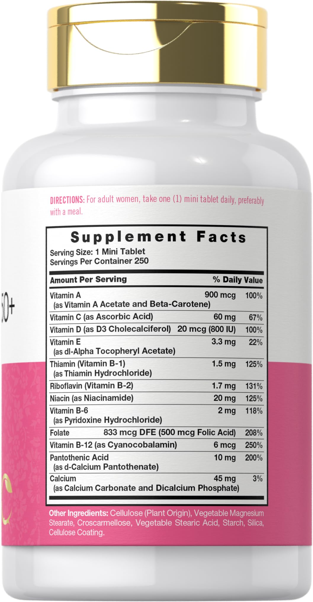 Carlyle Women’s 50+ Multivitamin – Iron-Free with B12, D3 & Calcium