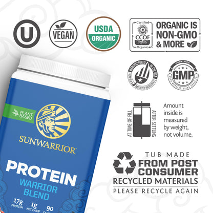 Sunwarrior Warrior Blend Vanilla Protein – Organic, Vegan, 30 Servings