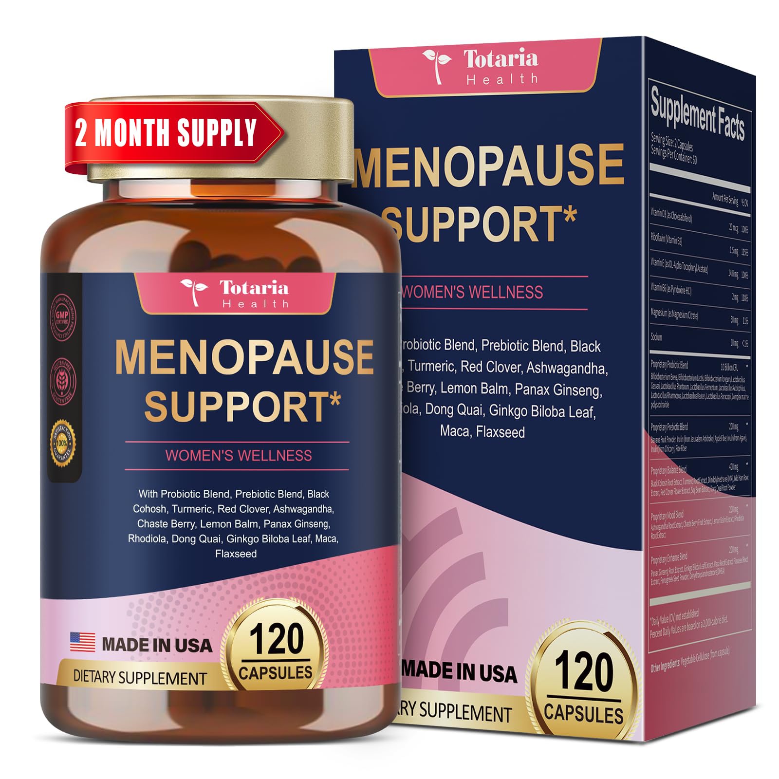 Vegan 40-in-1 Menopause Support Capsules for Women – Hot Flash Relief and Hormone Balance