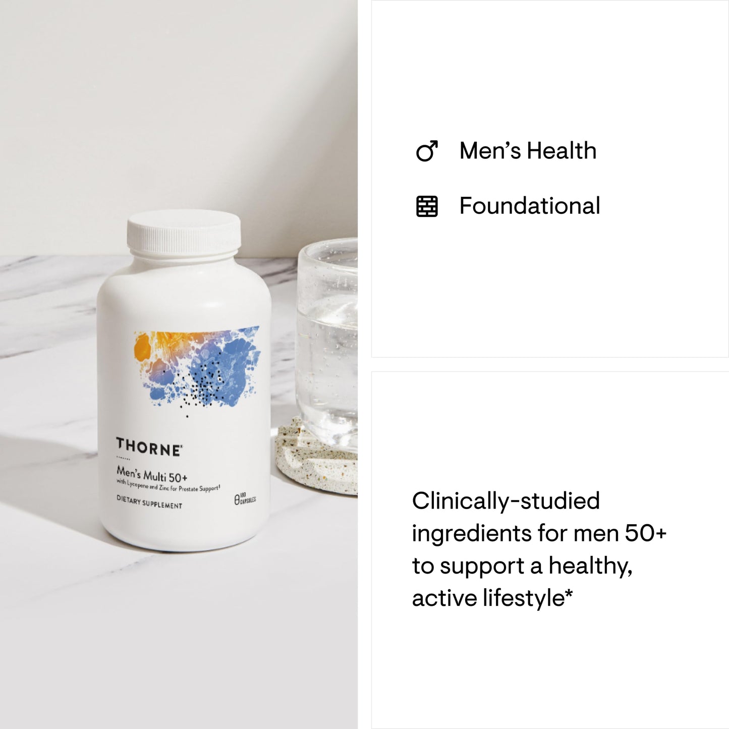 Thorne Men's Multi 50+ – Prostate, Heart & Immune Support – 180 Ct