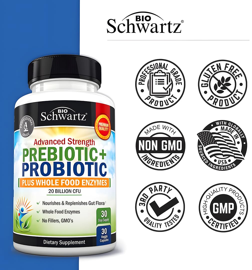 Prebiotics & Probiotics + Whole Food Enzymes – Digestive Health Support