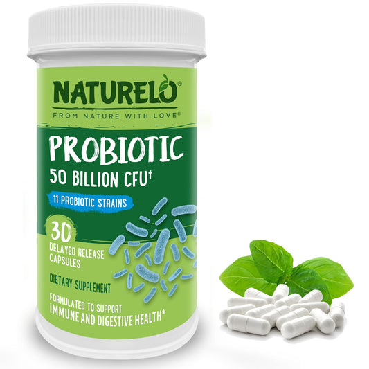 NATURELO Probiotics – 50B CFU, 11-Strain Digestive & Immune Support