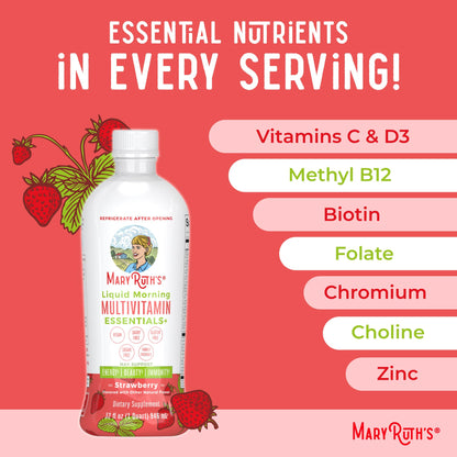 MaryRuth's Liquid Morning Multivitamin (Strawberry) & Liquid Nighttime Multimineral (Pineapple) | Clean Label Project Verified® | Vitamins for Energy, Sleep, & Overall Health | Vegan, Non-GMO