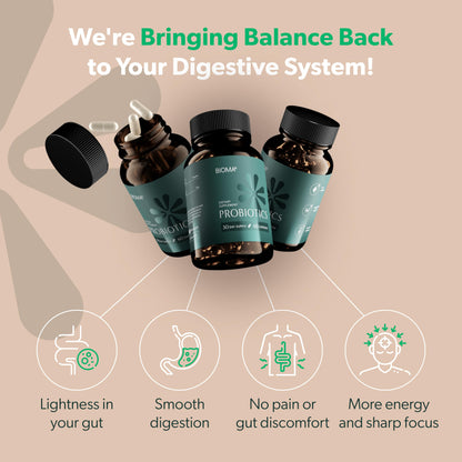 BIOMA Probiotics – 3-in-1 Synbiotic for Complete Gut & Digestive Health