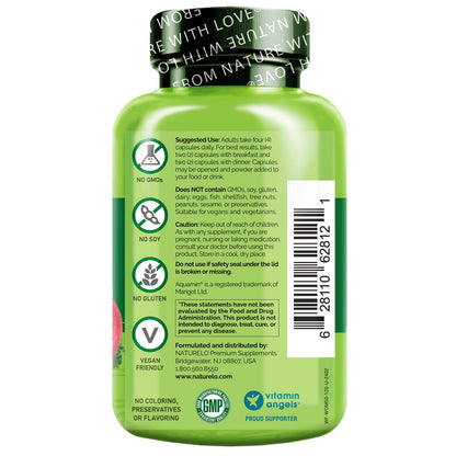 NATURELO Women’s 50+ Multivitamin – Organic, Vegan, Iron-Free 120 Ct