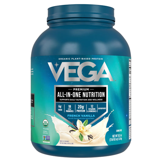 Vega All-in-One Vegan Protein – Vanilla, Superfoods, Immunity – 3.1 lb
20g Plant Protein | Superfoods + Probiotics | Vanilla | Immunity Support | 3.1 lb