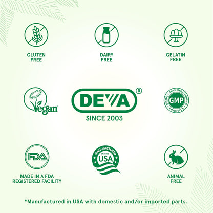 DEVA Vegan Multivitamin & Mineral Supplement with Iron 2-Pack, Spirulina, Chlorella, Ashwagandha, Broccoli & More, 90 Coated Tablets Each