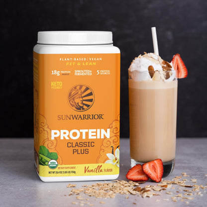 Sunwarrior Classic Plus Vegan Organic Protein – Vanilla, 30 Servings