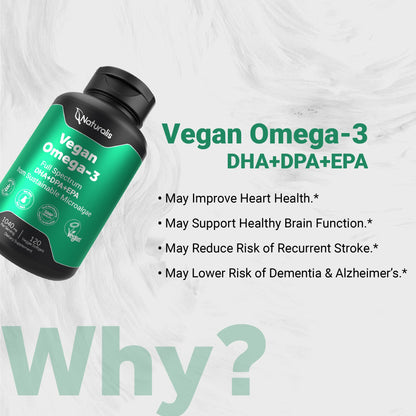 Naturalis Vegan Omega-3 – DHA, EPA & DPA Algae Oil | 120 Softgels