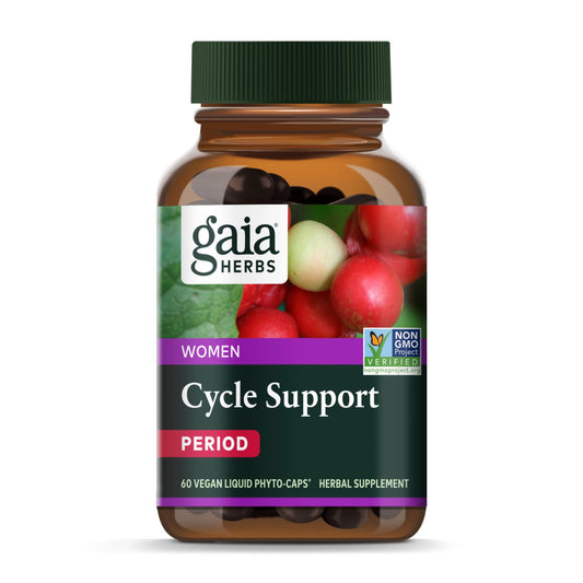 Gaia Herbs Cycle Support - Supports Hormone Balance & PMS Relief - Herbal Supplement with Vitex Berry & Schisandra - Free from Gluten, Dairy & Soy - 60 Vegan Capsules (30 Servings)