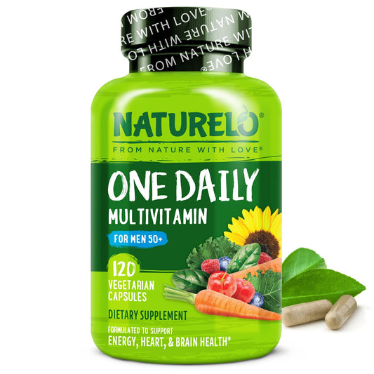 NATURELO Men’s 50+ Multivitamin – Energy, Heart & Immune Support 120 Ct
