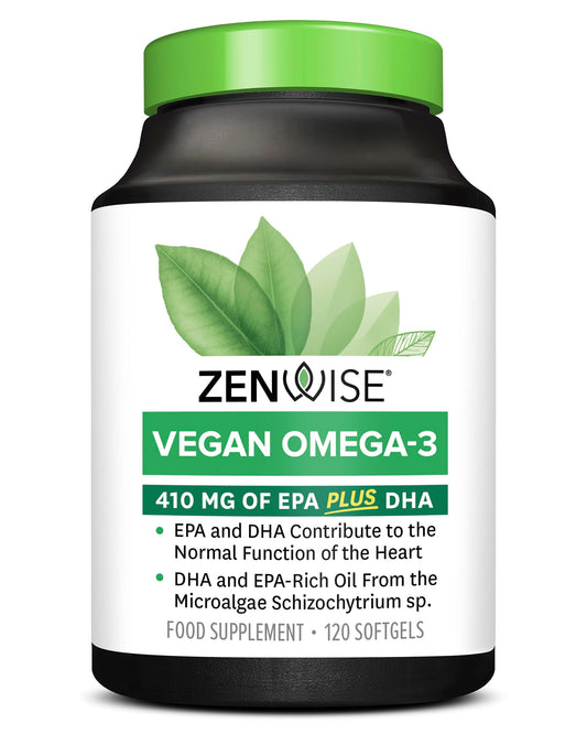 Zenwise Vegan Omega-3 – Algae Oil DHA & EPA, Heart & Joint Support, 120 Ct