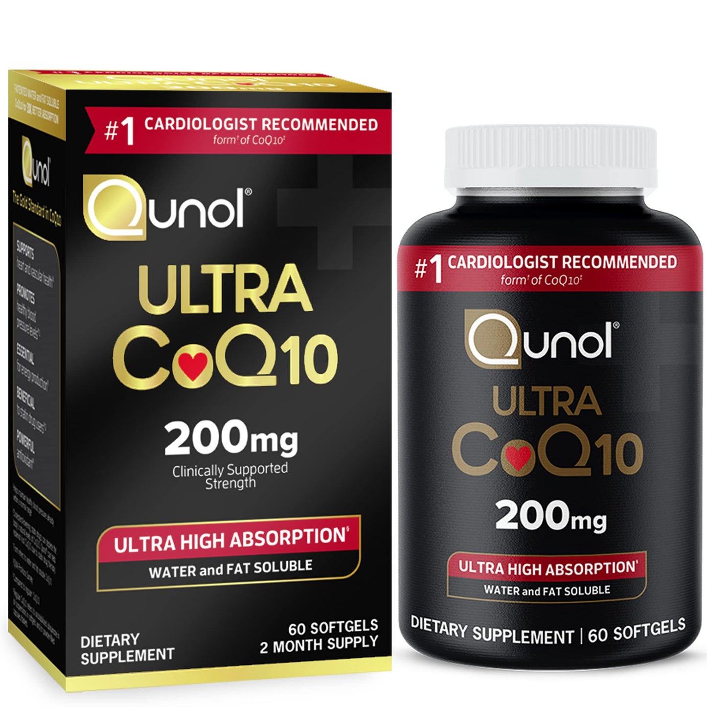Qunol CoQ10 200mg Softgels – Heart, Vascular & Energy Support – 60 Ct