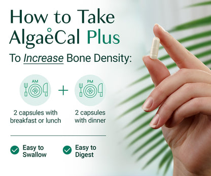 AlgaeCal Plus Plant Calcium with D3, K2, Magnesium for Bones - 120 Ct