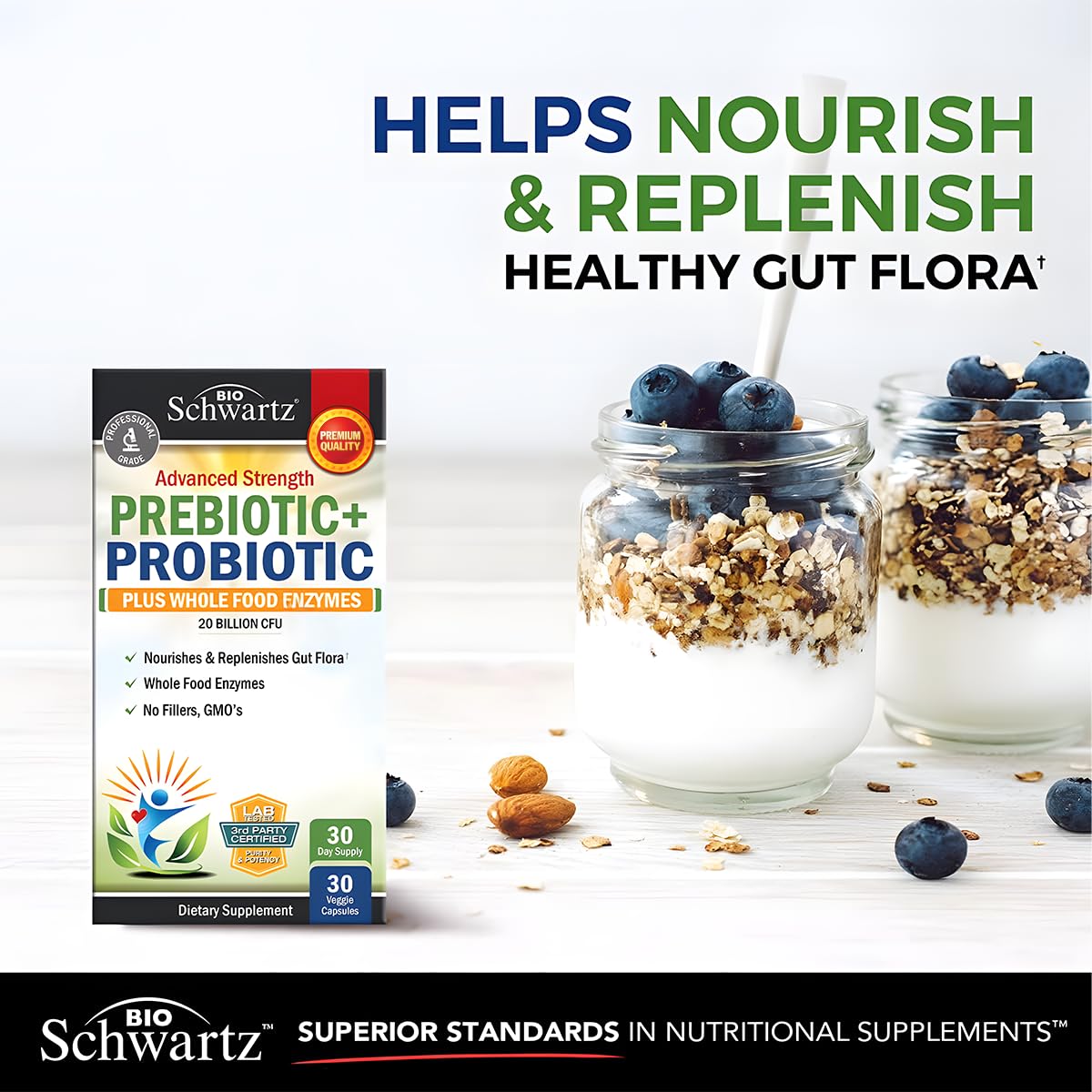 Prebiotics & Probiotics + Whole Food Enzymes – Digestive Health Support