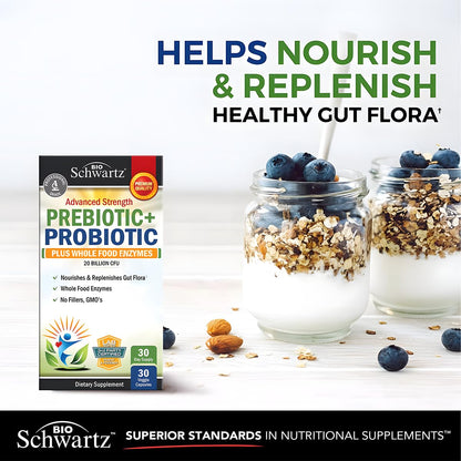 Prebiotics & Probiotics + Whole Food Enzymes – Digestive Health Support