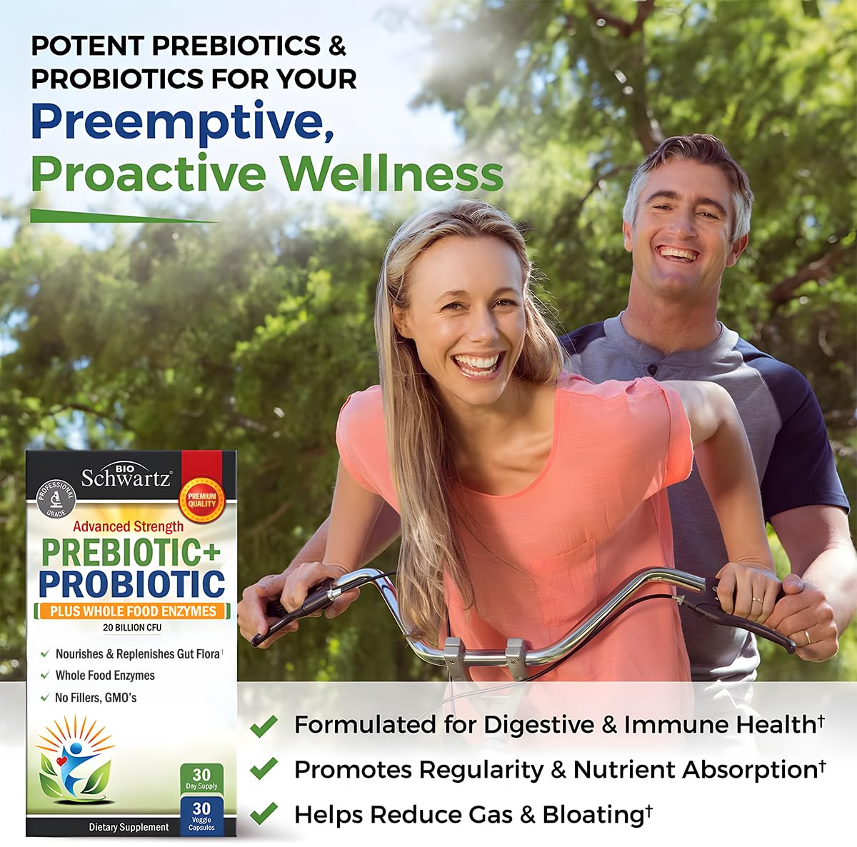 Prebiotics & Probiotics + Whole Food Enzymes – Digestive Health Support