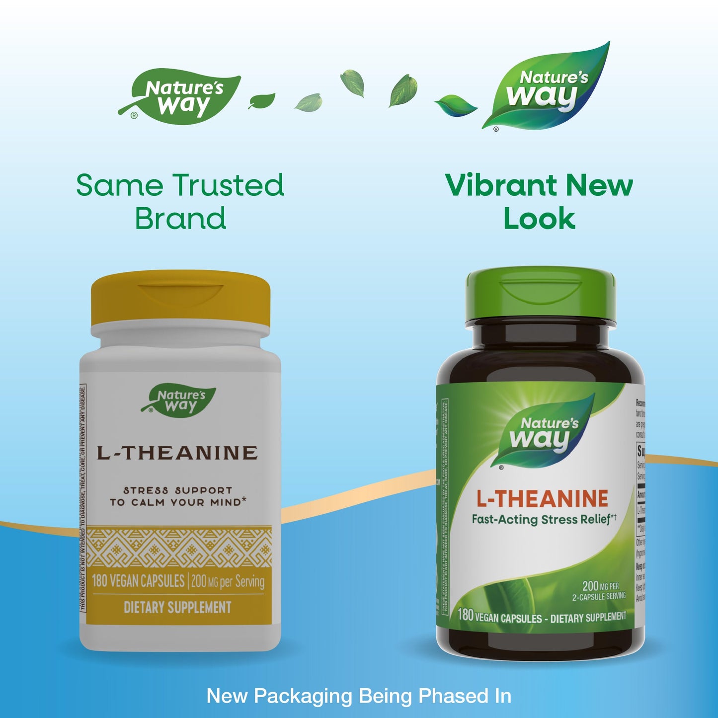 Nature's Way L-Theanine, Stress Support*, Promotes Relaxation*, 200 mg per 2-Capsule Serving, Vegan, 180 Capsules (Packaging May Vary)
