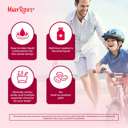 MaryRuth Liquid Morning Multivitamin – Vegan for All Ages – 32 Servings