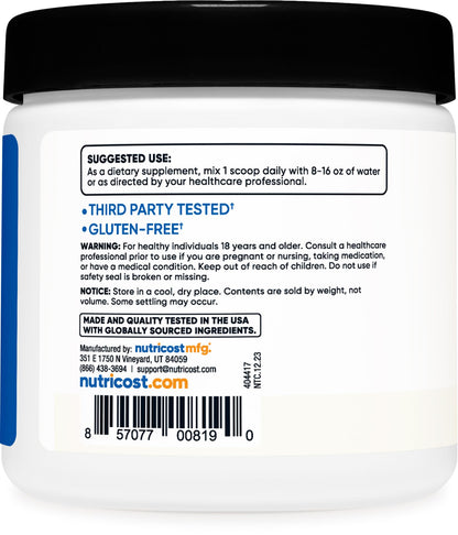 Nutricost BCAA Powder – 2:1:1 Amino Acids for Muscle Recovery & Performance