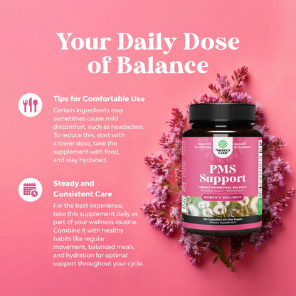 PMS Support Supplement for Women – Hormone Balance for Women & Menstrual Discomfort with DIM, Chasteberry, Black Cohosh & Ashwagandha - for Period Cramps Ease, Menopause Bloating, Mood Swing – 120 Ct