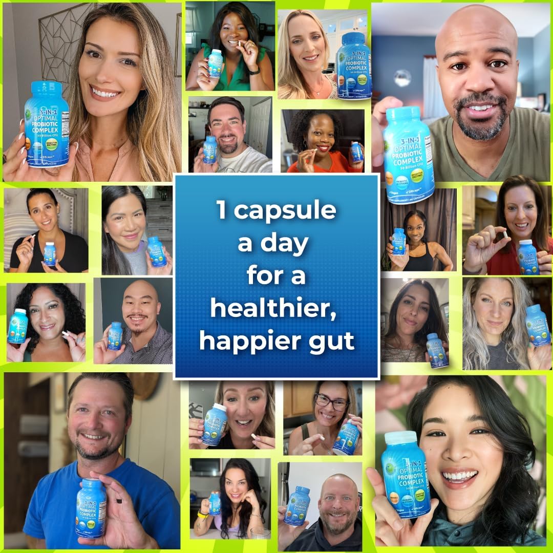3-in-1 Probiotics + Digestive Enzymes + Prebiotics – Gut Health Support