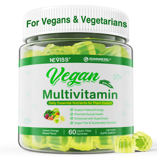Vegan Multivitamin Gummies – Omega 3, B12, D3, Iron – 60 Count