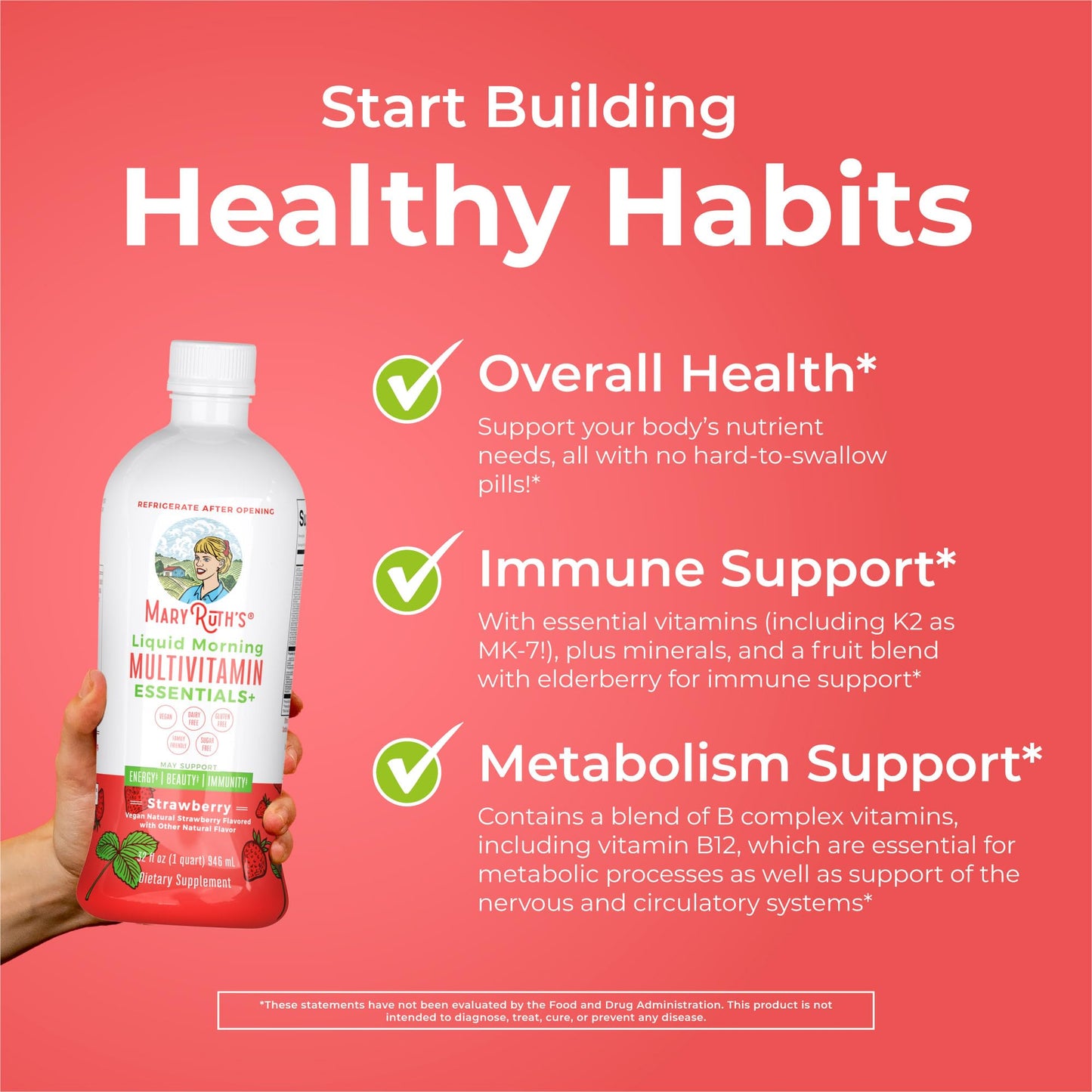 MaryRuth's Liquid Morning Multivitamin (Strawberry) & Liquid Nighttime Multimineral (Pineapple) | Clean Label Project Verified® | Vitamins for Energy, Sleep, & Overall Health | Vegan, Non-GMO