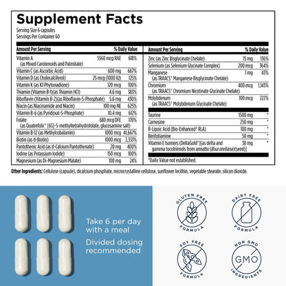 Designs for Health Metabolic Synergy - Multivitamin and Mineral Supplement with Chromium, Zinc, Selenium, R-Lipoic Acid, Vitamins + More (360 Capsules)