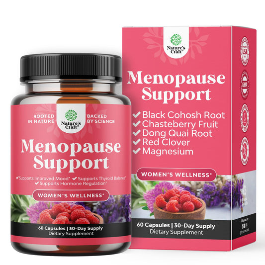 Complete Herbal Menopause Supplement for Women - Female Hormone Balance Capsules for Night Sweats, Hot Flashes & Mood Swings with Dong Quai, Chaste Berry & Black Cohosh Root - 60 Count Pack