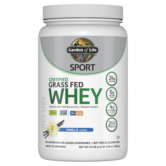 Garden of Life Grass-Fed Vanilla Whey Protein – Sport Certified, 23 oz