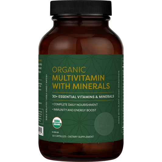 Global Healing Organic Multivitamin – Daily Vitamins for Women & Men 120 Ct