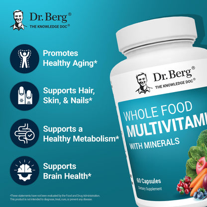Dr. Berg Whole Food Multivitamin – Daily Nutrients with Folate & ALA