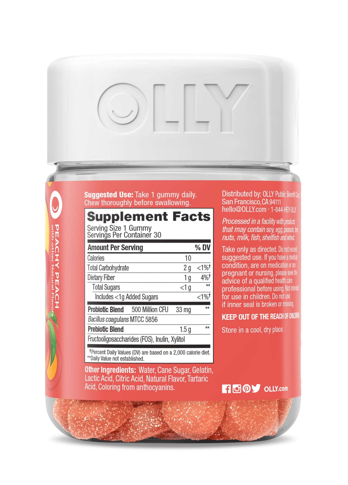 OLLY Probiotic + Prebiotic Gummies – Digestive & Gut Health Support