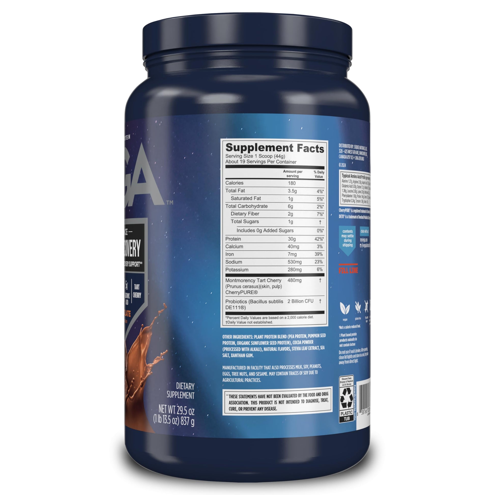 Vega Sport Chocolate Protein Powder – Vegan, NSF Certified – 29.5 oz
30g Plant Protein | Recovery + Probiotics | NSF Certified | Chocolate | 29.5 oz

