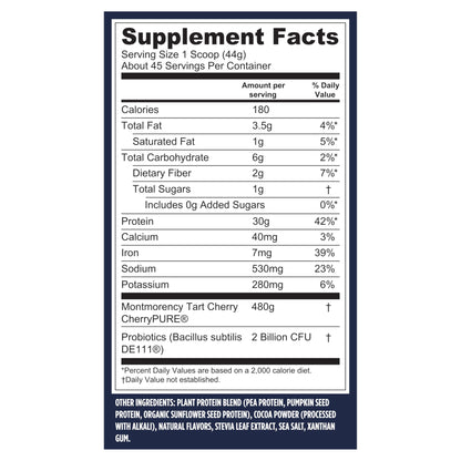 Vega Sport Vegan Protein – Chocolate, 30g, BCAAs, 45 Servings