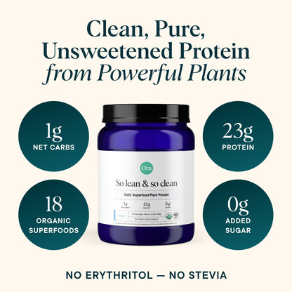 Ora Organic Vanilla Protein - Plant-Based, Gluten-Free, Vegan, 23g, 20 Servings