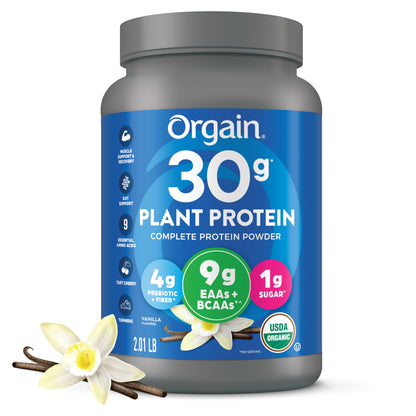 Orgain Vegan Protein – 30g Vanilla, BCAAs, Fiber, 1g Sugar, Workout Support