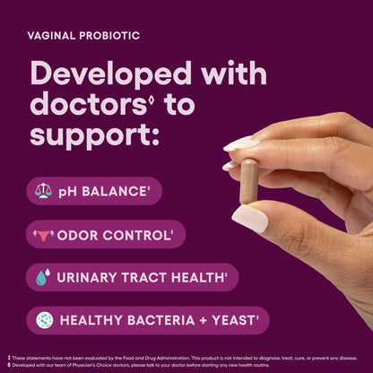 Physician's CHOICE Vaginal Probiotics for Women - pH Balance, Odor Control, Yeast Balance, Vaginal Flora & Feminine Health - 6B CFU with Organic Prebiotics and Cranberry Extract - 30 CT