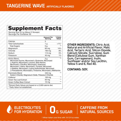 Optimum Amino Energy + Hydration Powder, Tangerine, 30 Servings