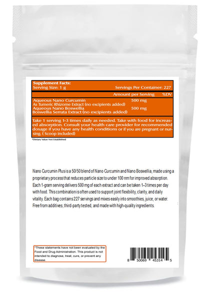 Nano Curcumin Plus Powder – Turmeric + Boswellia – 227 Servings
Fast Absorption | Joint Relief | Anti-Inflammatory | Easy-Mix | 227 Servings

