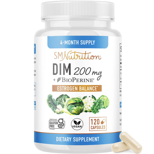 DIM Supplement 200mg – Hormone Balance for Women & Men, Vegan, 120 Ct