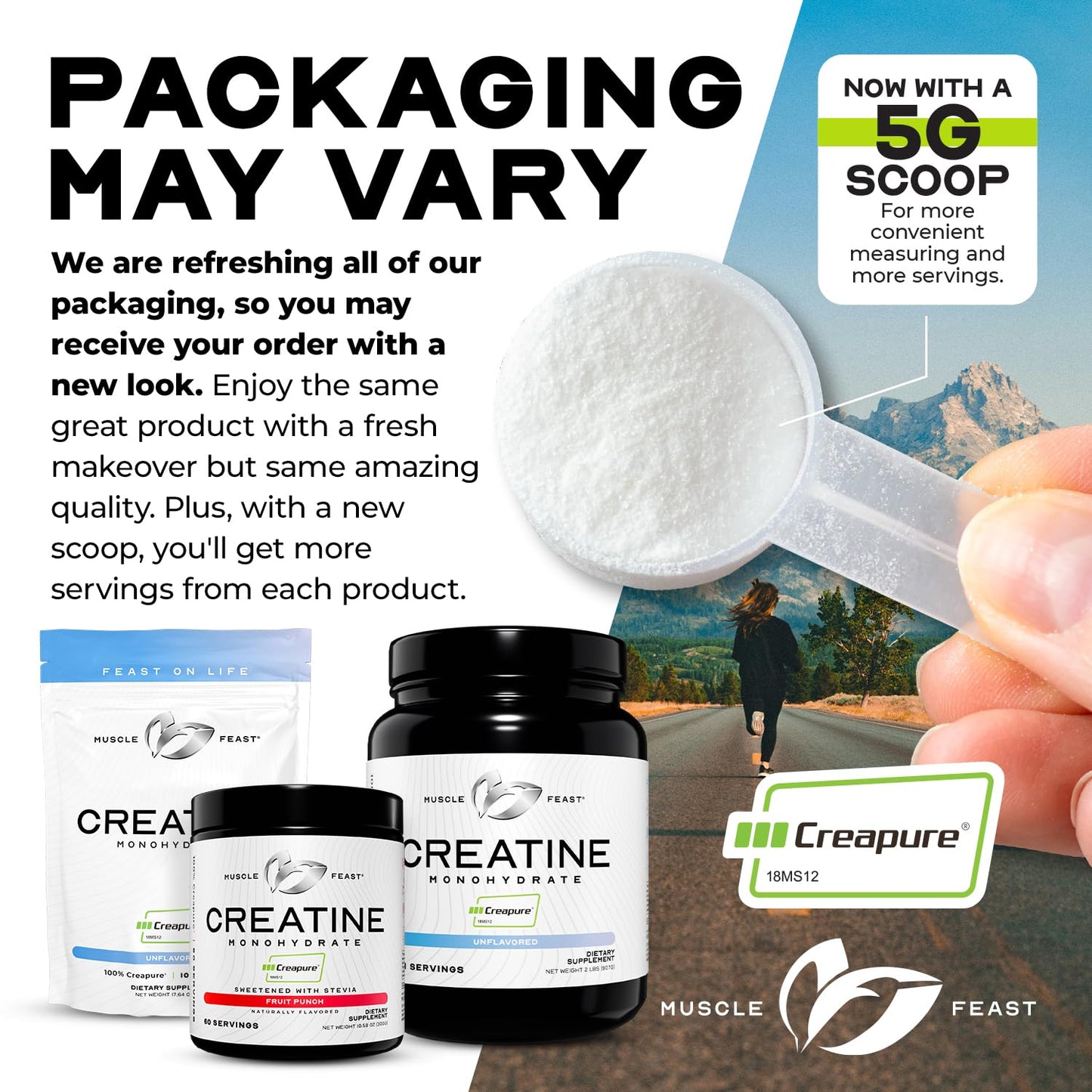 Muscle Feast Creapure Creatine Monohydrate Powder, Vegan Keto Friendly Gluten-Free, Mass Gainer, Muscle Recovery Supplement and Best Creatine for Muscle Growth, Unflavored, 300g
